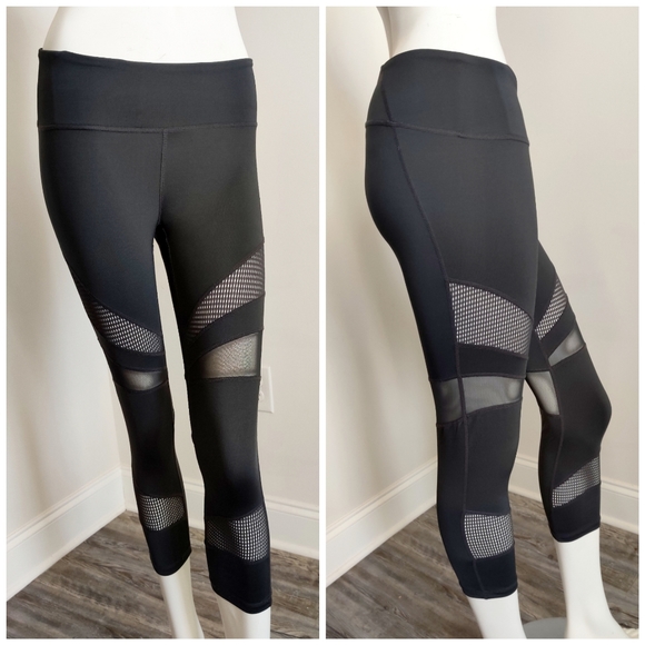 Zella Pants - Z by zella s dark gray mesh panel crop leggings
